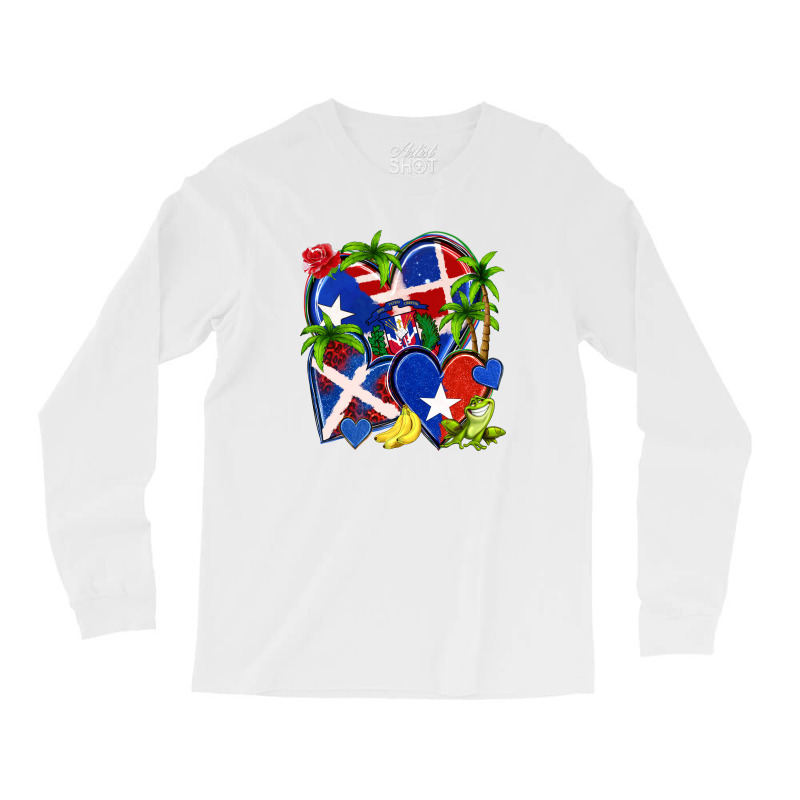 Puerto Rico With Dominican Republic Hearts Long Sleeve Shirts | Artistshot