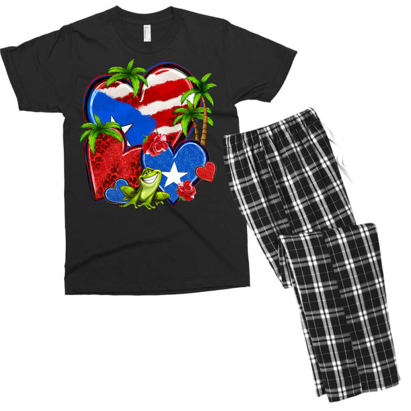 Puerto Rico Hearts Men's T-shirt Pajama Set | Artistshot