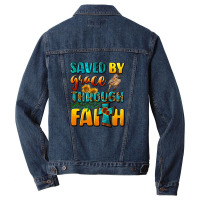 Saved By Grace Through Faith Men Denim Jacket | Artistshot