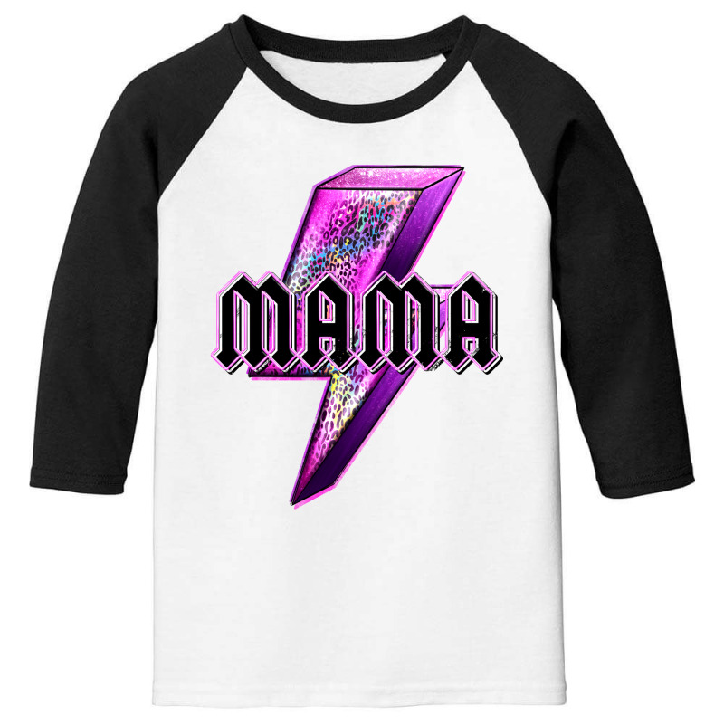 Mama Neon Leopard Lightning Bolt Youth 3/4 Sleeve by enoddigitalart@gmail.com | Artistshot