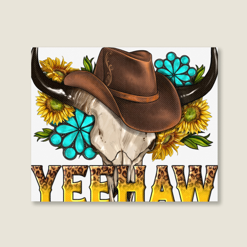 Yeehaw Bull Skull Landscape Canvas Print | Artistshot