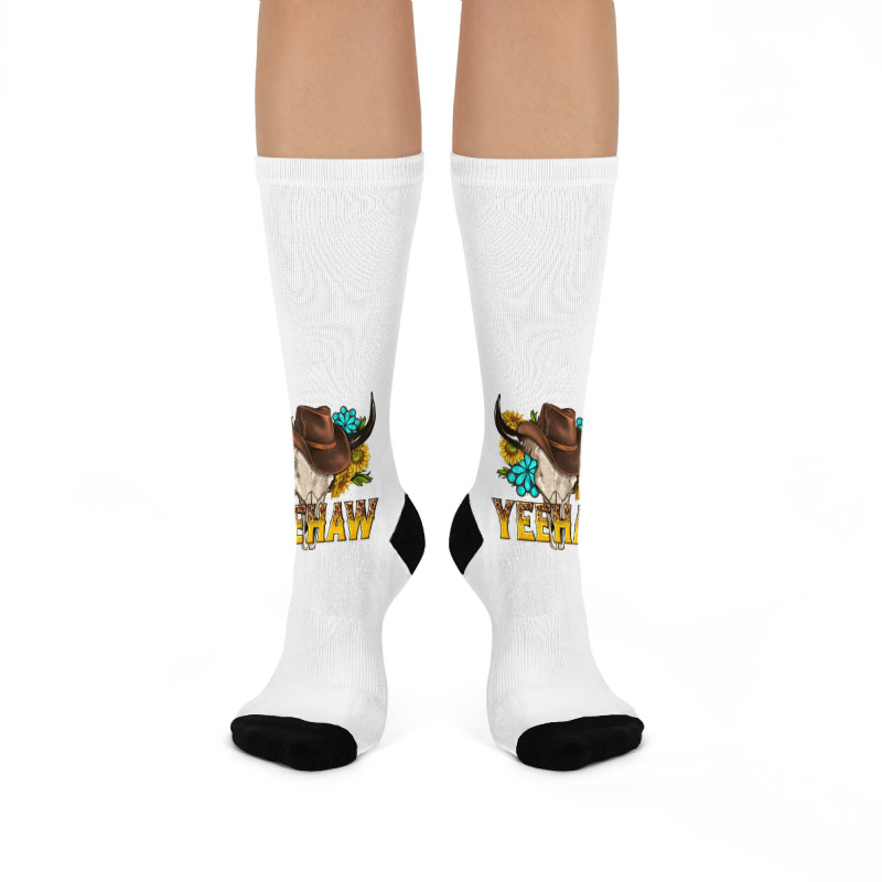 Yeehaw Bull Skull Crew Socks | Artistshot