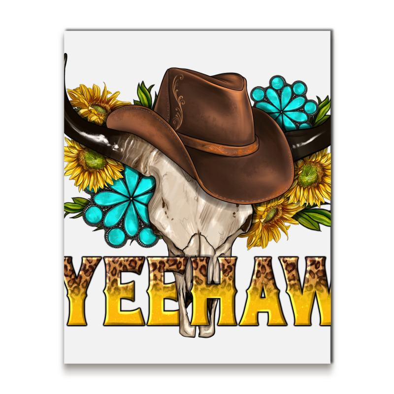 Yeehaw Bull Skull Metal Print Vertical | Artistshot