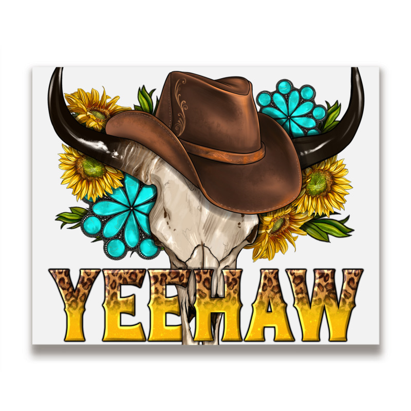 Yeehaw Bull Skull Metal Print Horizontal | Artistshot