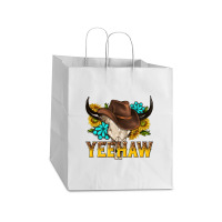 Yeehaw Bull Skull Take Out Paper Bag - 14 X 10 X 15 1/2 | Artistshot