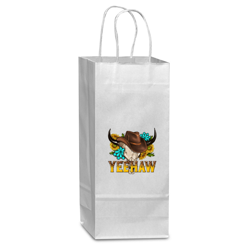 Yeehaw Bull Skull Wine Paper Bag - 5 1/2 X 3 1/4 X 13 | Artistshot