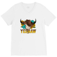 Yeehaw Bull Skull V-neck Tee | Artistshot