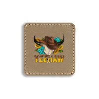 Yeehaw Bull Skull Square Leatherette Patch | Artistshot