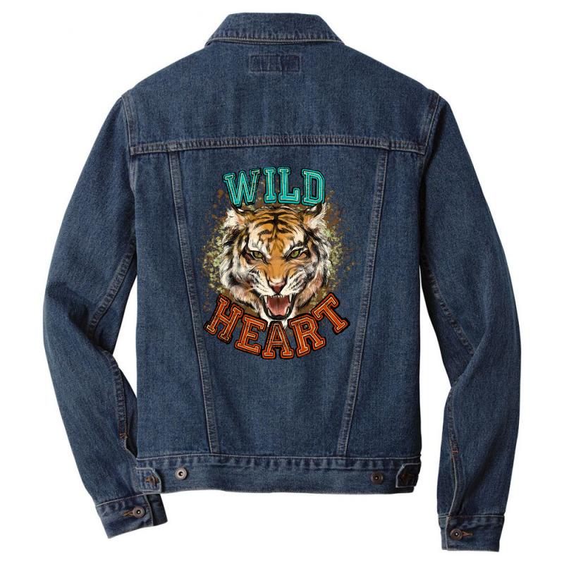 Wild Heart Tiger College Western Men Denim Jacket | Artistshot