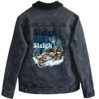 Sleigh Girl Sleigh Skeleton Unisex Sherpa-lined Denim Jacket | Artistshot