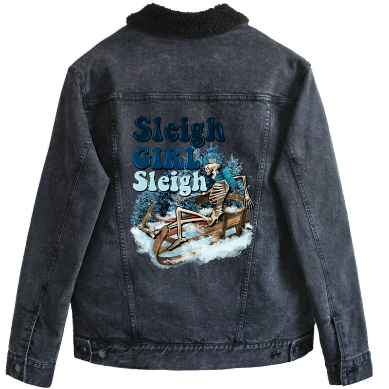 Sleigh Girl Sleigh Skeleton Unisex Sherpa-lined Denim Jacket | Artistshot