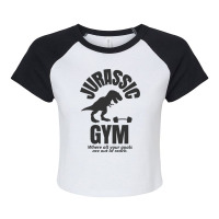 Jurassic Gym Powerlifter   Where All Your Goals Ar Raglan Crop Top | Artistshot