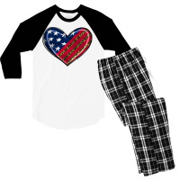 Leopard With American Flag Men's 3/4 Sleeve Pajama Set | Artistshot