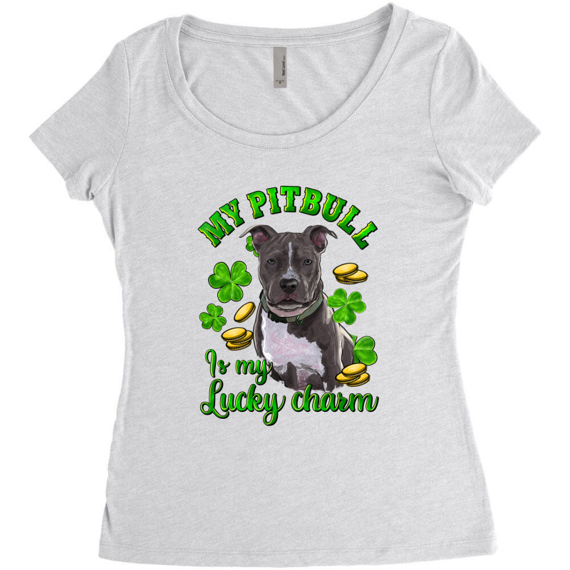 St Patricks Day My Pitbuli My Lucky Charm Women's Triblend Scoop T-shirt by RanaPortraitStore | Artistshot