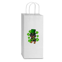 St. Patricks Day Lucky Dachshund Puppy Double Wine Paper Bag - 6 1/2 X 3 1/2 X 12 3/8 | Artistshot