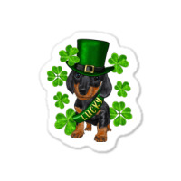 St. Patricks Day Lucky Dachshund Puppy Sticker | Artistshot