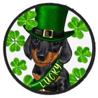 St. Patricks Day Lucky Dachshund Puppy Round Patch | Artistshot