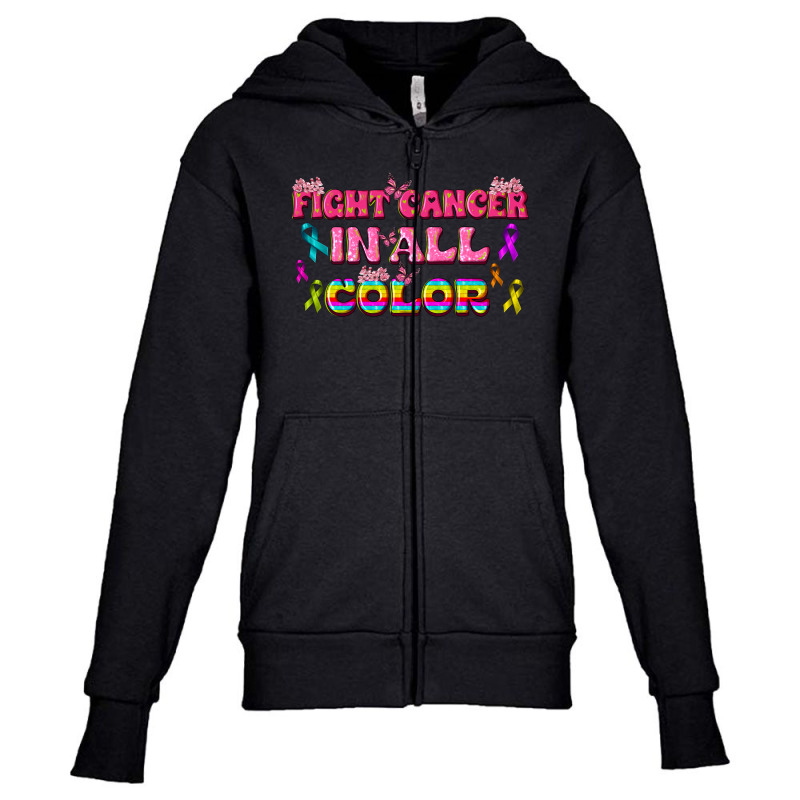 Fight Cancer In All Color Youth Zipper Hoodie | Artistshot