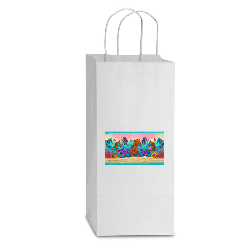 Seahorse Under The Sea Cup Double Wine Paper Bag - 6 1/2 X 3 1/2 X 12 3/8 | Artistshot