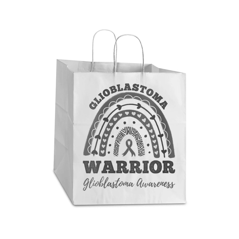 Womens Glioblastoma Warrior Glioblastoma Awareness Rainbow V Neck T Sh Take Out Paper Bag - 14 X 10 X 15 1/2 | Artistshot