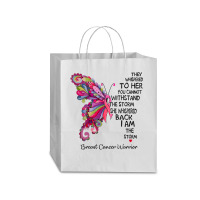 Womens Pink Butterfly I Am The Storm Breast Cancer Warrior T Shirt Traveler Paper Bag -13 X 6 X 15 3/4 | Artistshot