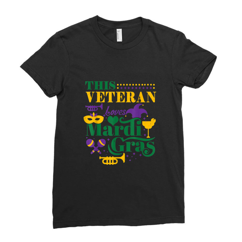 Veteran Soldier Mask Masquerade Parade 2022 Loves Mardi Gras Ladies Fitted T-Shirt by Tiktify | Artistshot