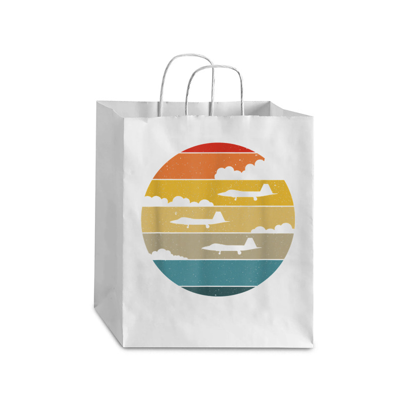 F 22 Raptor Silhouette Retro Sunset Airplanes In Clouds F22 T Shirt Debie Paper Bag - 10 X 5 X 13 | Artistshot