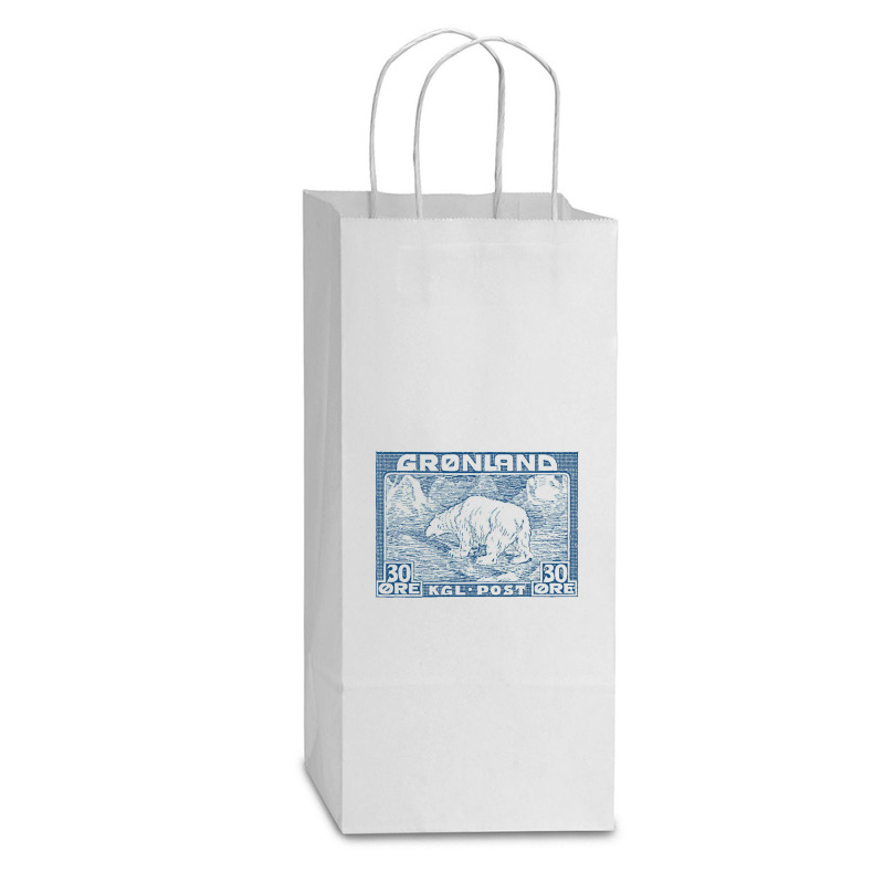 Vintage Greenland Polar Bear Postage Stamp Design Double Wine Paper Bag - 6 1/2 X 3 1/2 X 12 3/8 | Artistshot