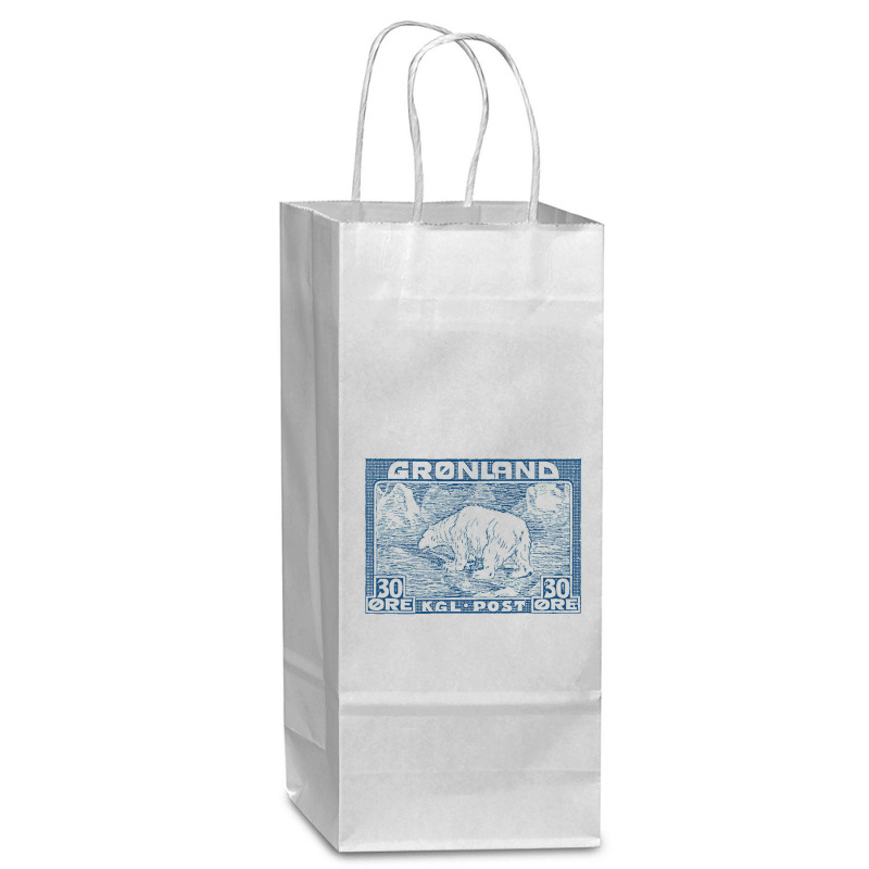 Vintage Greenland Polar Bear Postage Stamp Design Wine Paper Bag - 5 1/2 X 3 1/4 X 13 | Artistshot