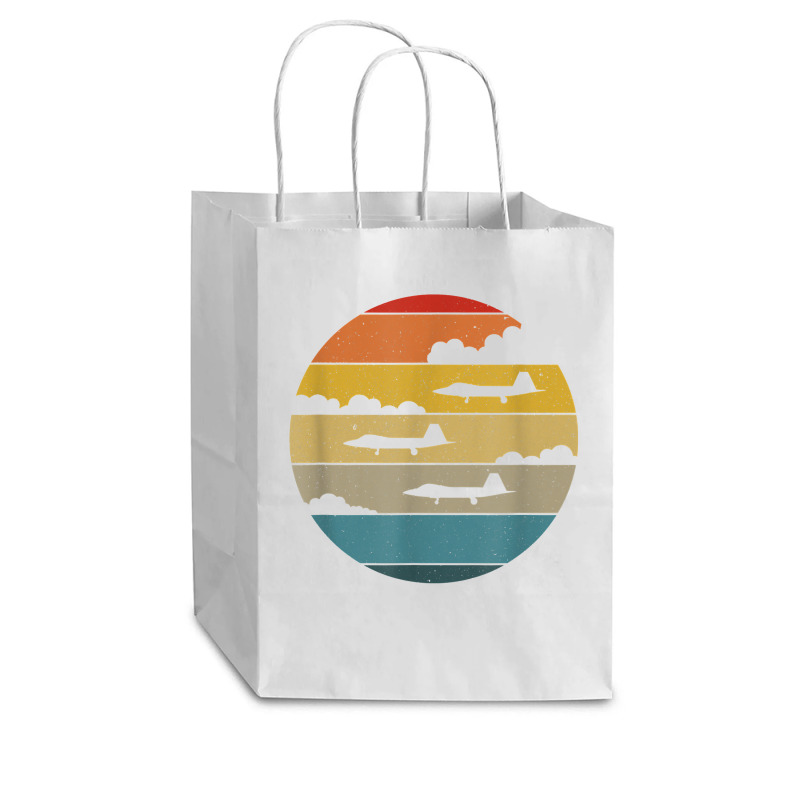 F 22 Raptor Silhouette Retro Sunset Airplanes In Clouds F22 T Shirt Cub Paper Bag - 8 X 4 1/2 X 10 1/4 | Artistshot