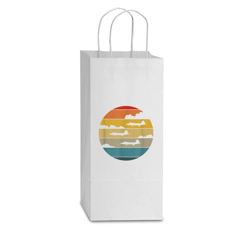 F 22 Raptor Silhouette Retro Sunset Airplanes In Clouds F22 T Shirt Double Wine Paper Bag - 6 1/2 X 3 1/2 X 12 3/8 | Artistshot