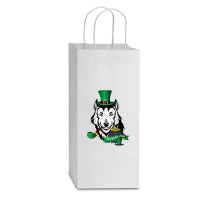 Leprechaun Hat Smoking Pipe Funny Wolf St Patricks Day Party T Shirt Double Wine Paper Bag - 6 1/2 X 3 1/2 X 12 3/8 | Artistshot