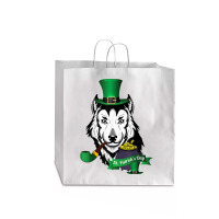 Leprechaun Hat Smoking Pipe Funny Wolf St Patricks Day Party T Shirt Jumbo Paper Bag - 18 X 7 X 18 3/4 | Artistshot