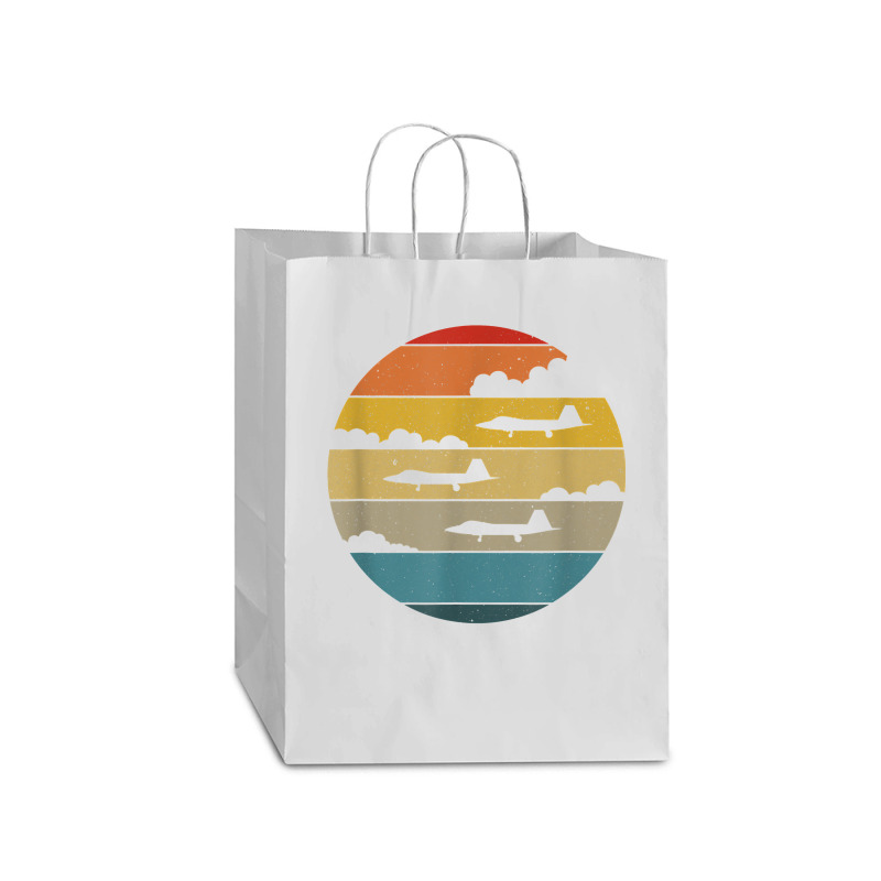 F 22 Raptor Silhouette Retro Sunset Airplanes In Clouds F22 T Shirt Mart Paper Bag -13 X 7 X 17 | Artistshot