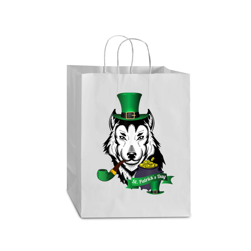 Leprechaun Hat Smoking Pipe Funny Wolf St Patricks Day Party T Shirt Mart Paper Bag -13 X 7 X 17 | Artistshot