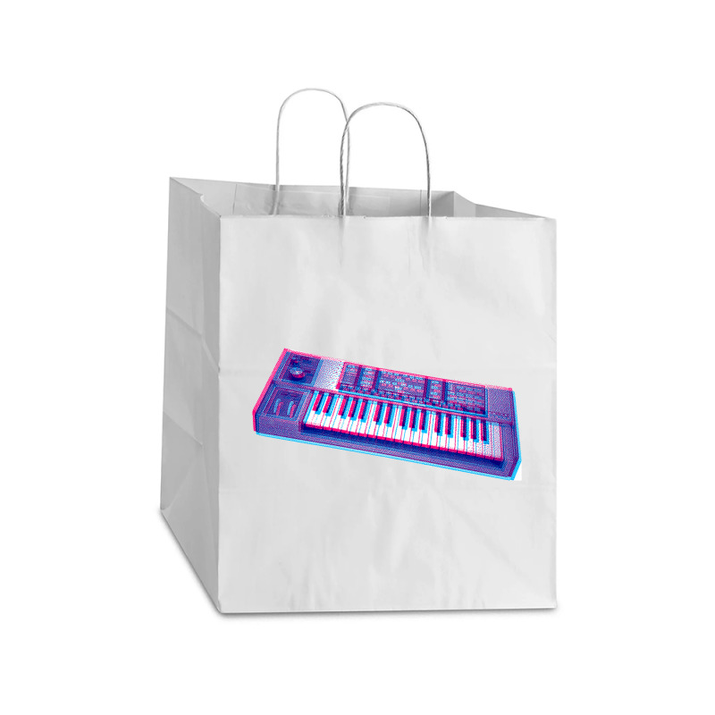 Analog Synthesizer 8bit 3d Retro Artwork Design Take Out Paper Bag - 14 X 10 X 15 1/2 | Artistshot