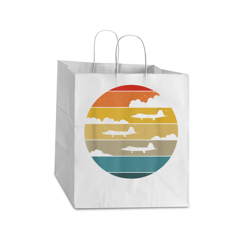 F 22 Raptor Silhouette Retro Sunset Airplanes In Clouds F22 T Shirt Take Out Paper Bag - 14 X 10 X 15 1/2 | Artistshot