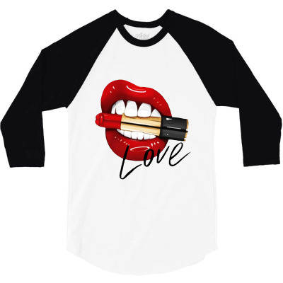 Lip Love 3/4 Sleeve Shirt Designed By Ladadipdap
