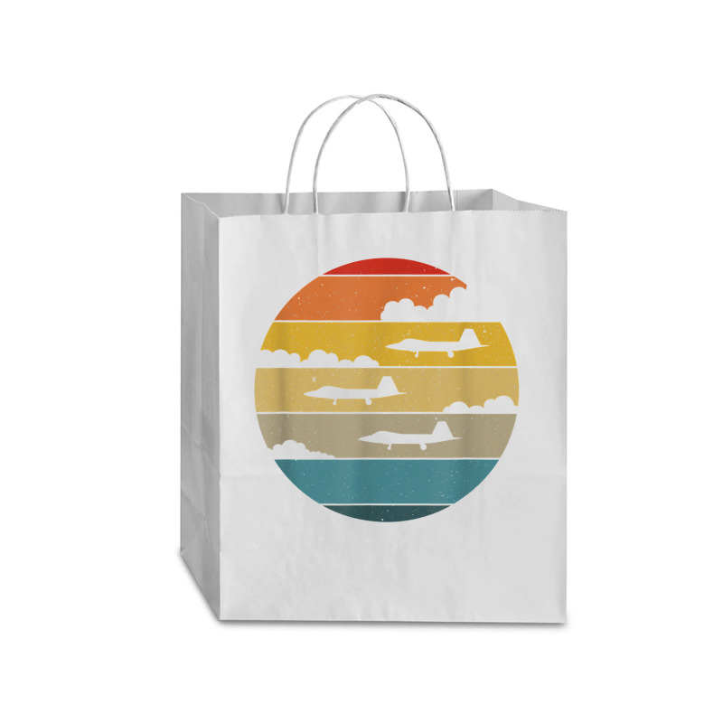 F 22 Raptor Silhouette Retro Sunset Airplanes In Clouds F22 T Shirt Traveler Paper Bag -13 X 6 X 15 3/4 | Artistshot