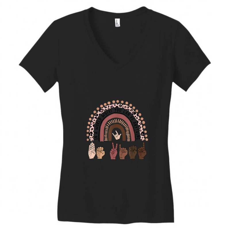 Be Kind Hand Sign Language Teachers Melanin Interpreter Asl T Shirt Women's V-Neck T-Shirt by YenNgoc | Artistshot