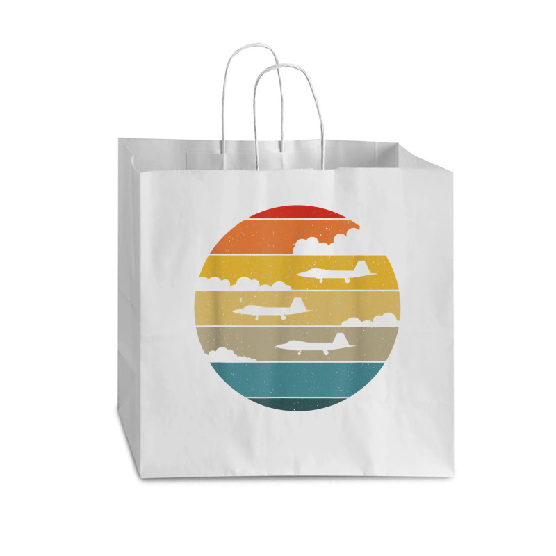 F 22 Raptor Silhouette Retro Sunset Airplanes In Clouds F22 T Shirt Vogue Paper Bag - 16 X 6 X 12 | Artistshot