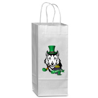 Leprechaun Hat Smoking Pipe Funny Wolf St Patricks Day Party T Shirt Wine Paper Bag - 5 1/2 X 3 1/4 X 13 | Artistshot