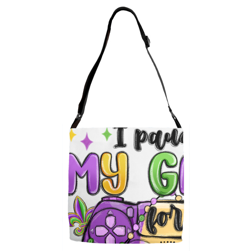 I Paused My Game For Mardi Gras Adjustable Strap Totes | Artistshot