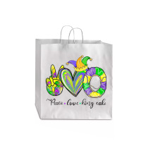 Peace Love King Cake Mardi Gras Men Women Kids Jumbo Paper Bag - 18 X 7 X 18 3/4 | Artistshot