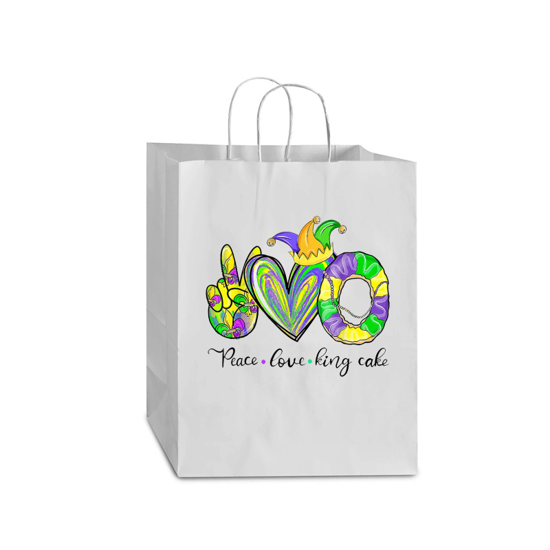 Peace Love King Cake Mardi Gras Men Women Kids Mart Paper Bag -13 X 7 X 17 | Artistshot