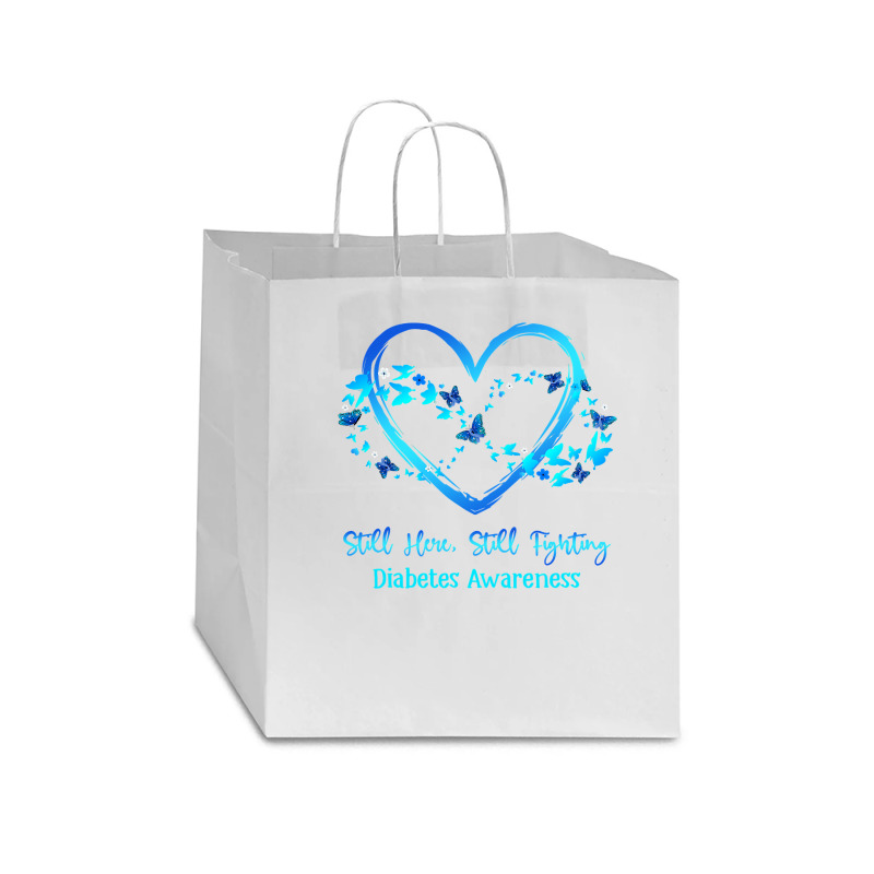 Diabetes Diabetic Awareness Still Here Still Fighting Butterfly Heart Star Paper Bag - 13 X 7 X 13 | Artistshot