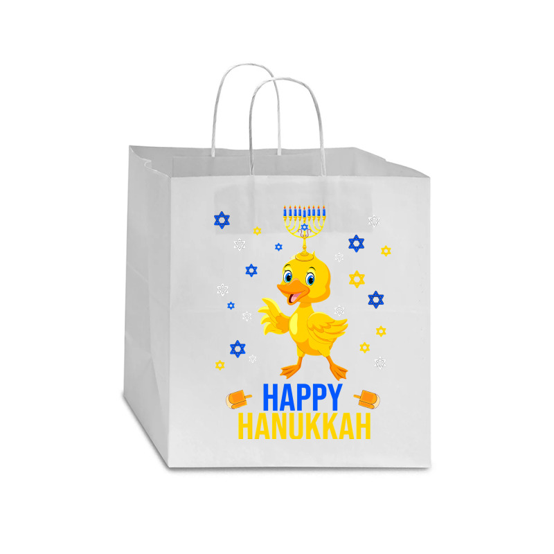 Duck Quack Funny Hanukkah Chanukah Duck Jewish Hebrew Menorah Candles Star Paper Bag - 13 X 7 X 13 | Artistshot