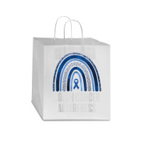 Colon Cancer Awareness Blue Ribbon And Rainbow Trending T Shirt Star Paper Bag - 13 X 7 X 13 | Artistshot