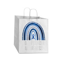 Colon Cancer Awareness Blue Ribbon And Rainbow Trending T Shirt Take Out Paper Bag - 14 X 10 X 15 1/2 | Artistshot