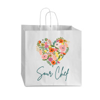 Sour Chef Job Pride Best Sour Chef Mother's Day Floral Heart T Shirt Vogue Paper Bag - 16 X 6 X 12 | Artistshot